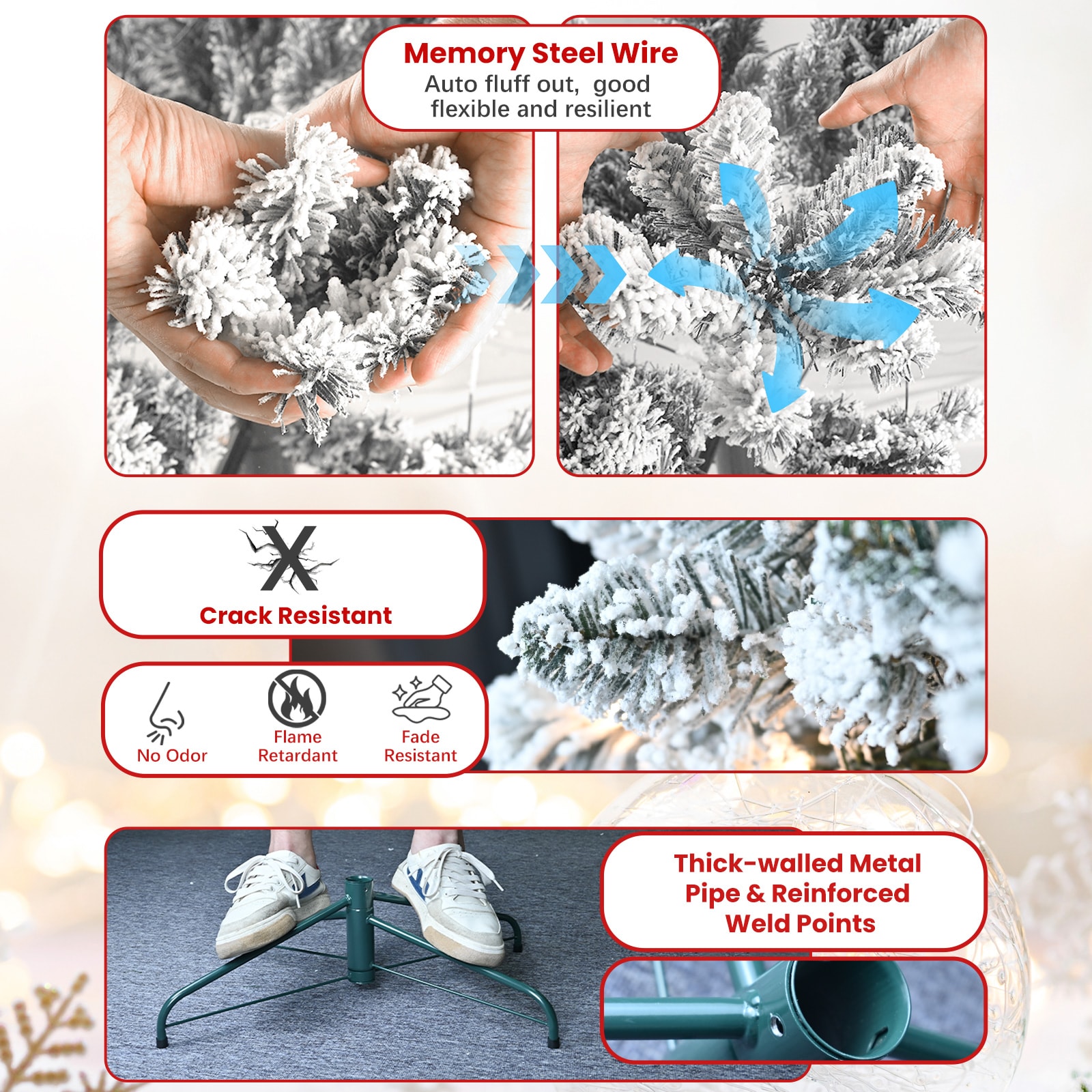 4ft Pvc Mixed Floceked Tree21pine Cones_voghion.com